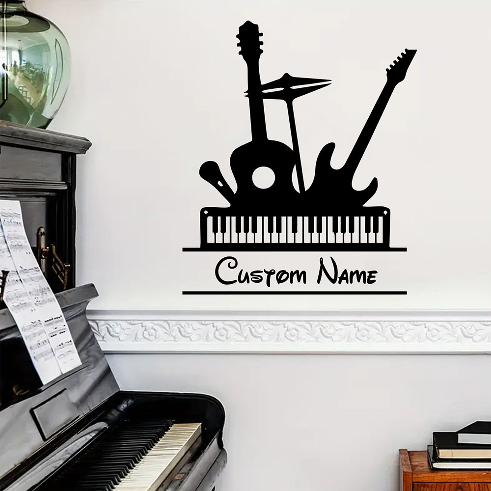 Musical Instrument With Name - ملصق جداري فني من الفينيل بتصميم