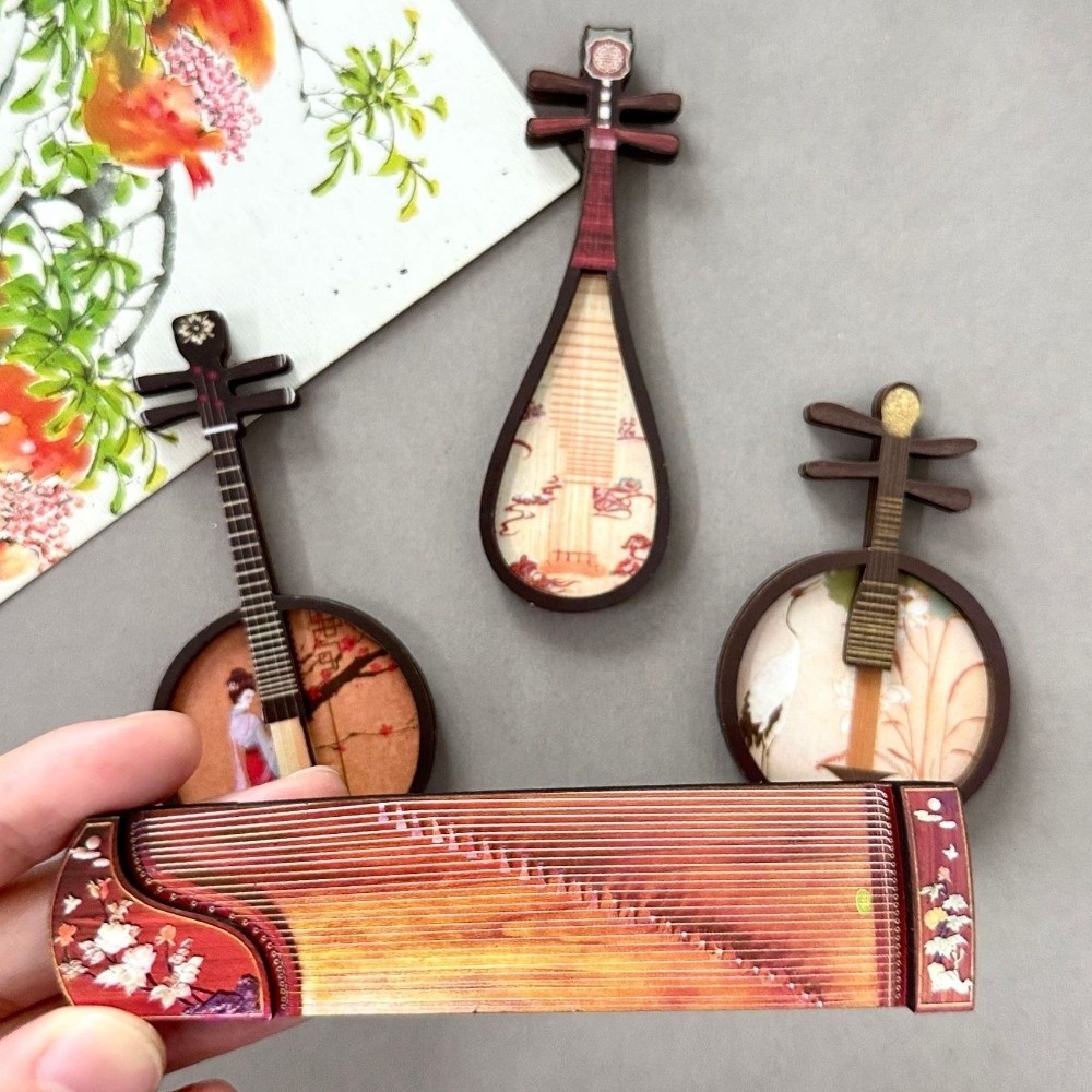 Musical Instrument Ancient - مجموعة من 4 قطع مغناطيس ثلاجة